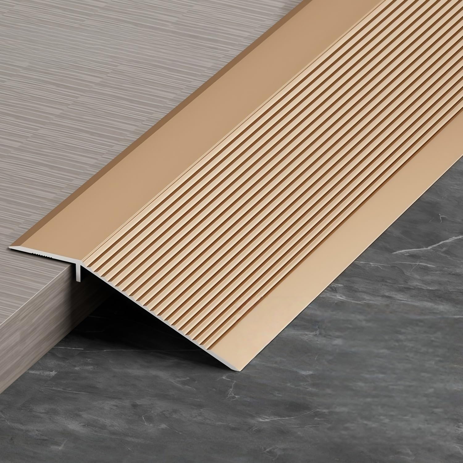 Tira de transición de aluminio para suelo irregular que elimina desniveles y cortes mal rematados