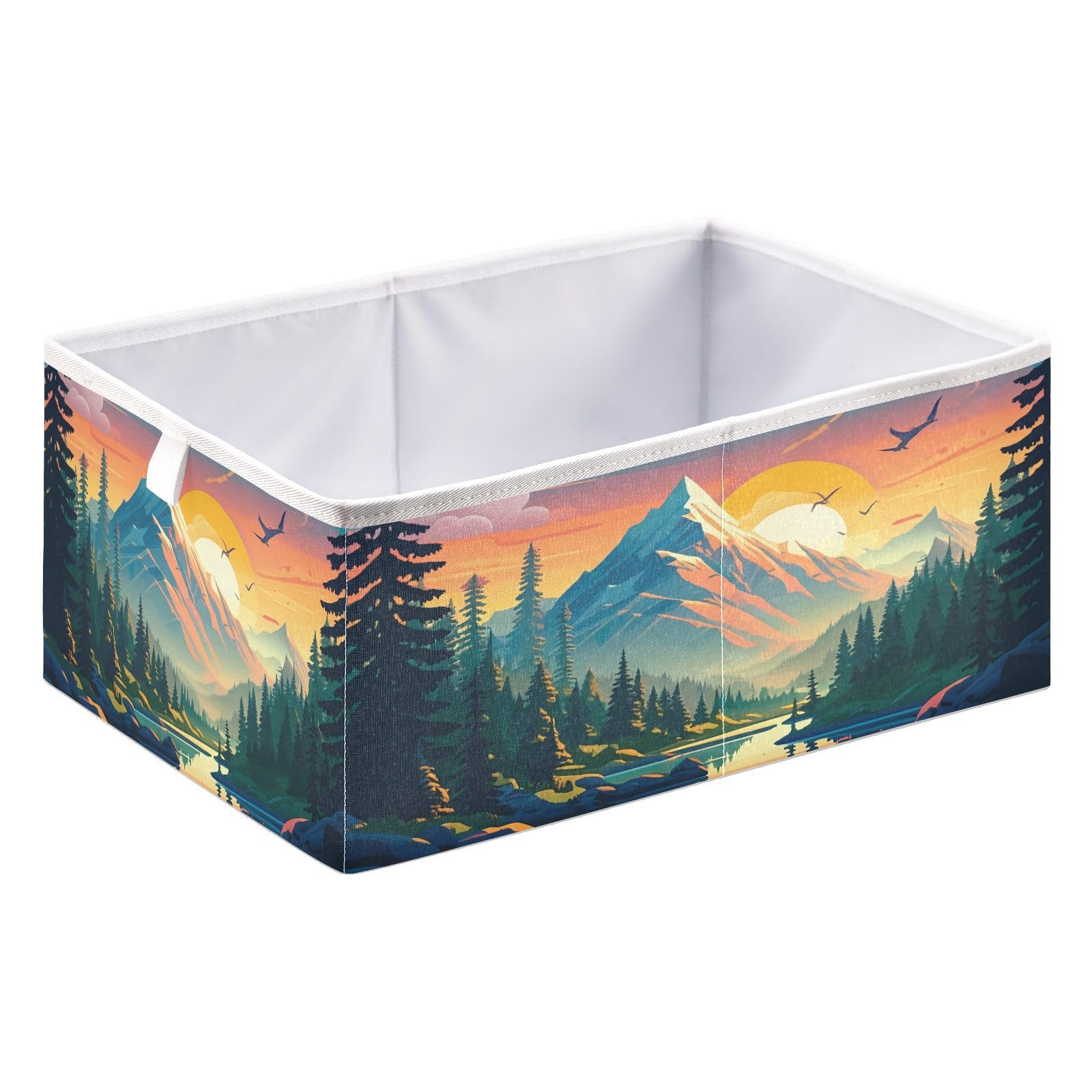 Jumbear A Beautiful Sunset Mountain Scenery Storage Bin,Foldable Storage Basket Toy Storage Box For Home Organizing Shelf Closet Bins,40X27x17cm