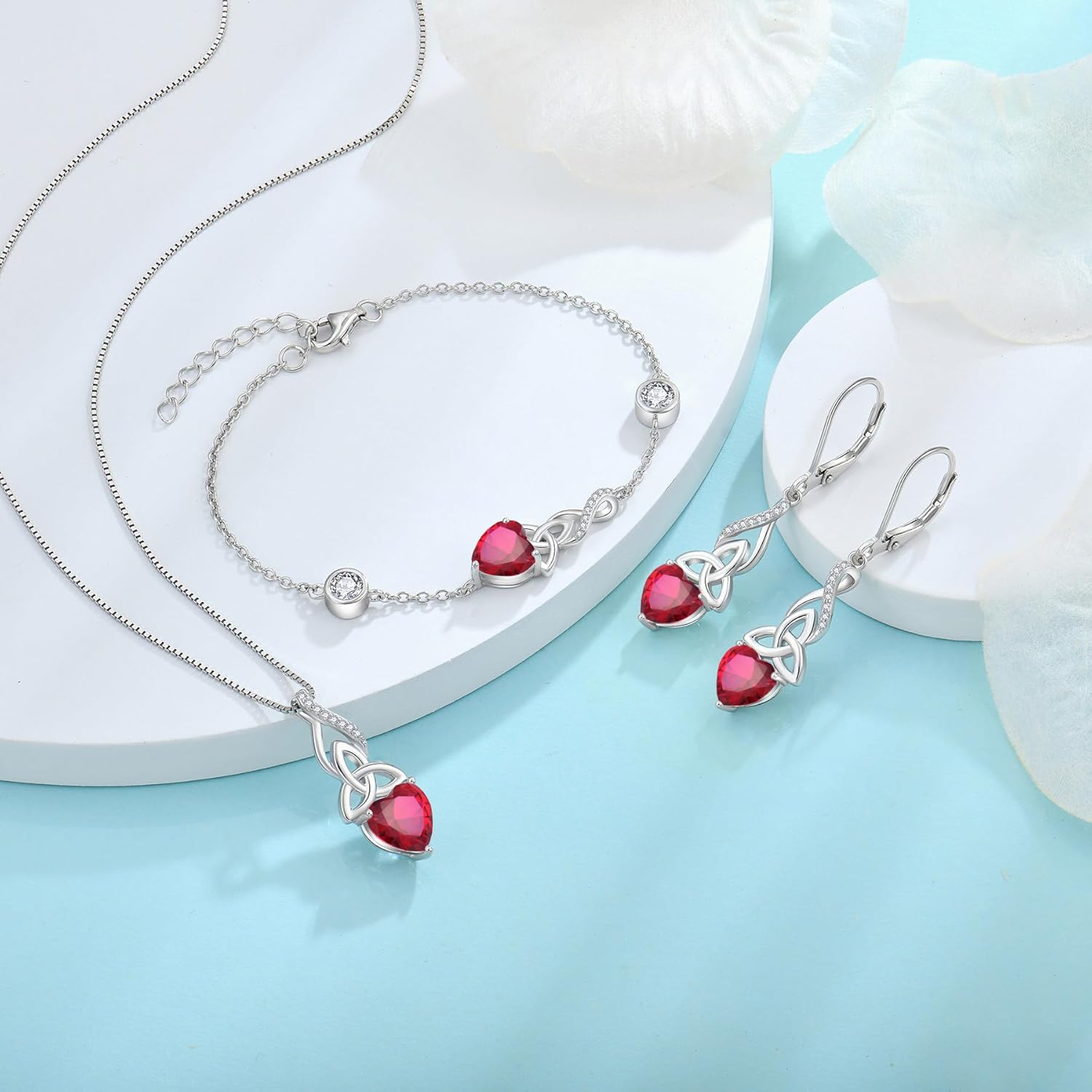 Infinity Celtic Knot Earrings for Women 925 Sterling Silver Dangle Drop Leverback Earirngs with Birthstone Irish Good Luck Jewelry Gifts for Her - Image 5