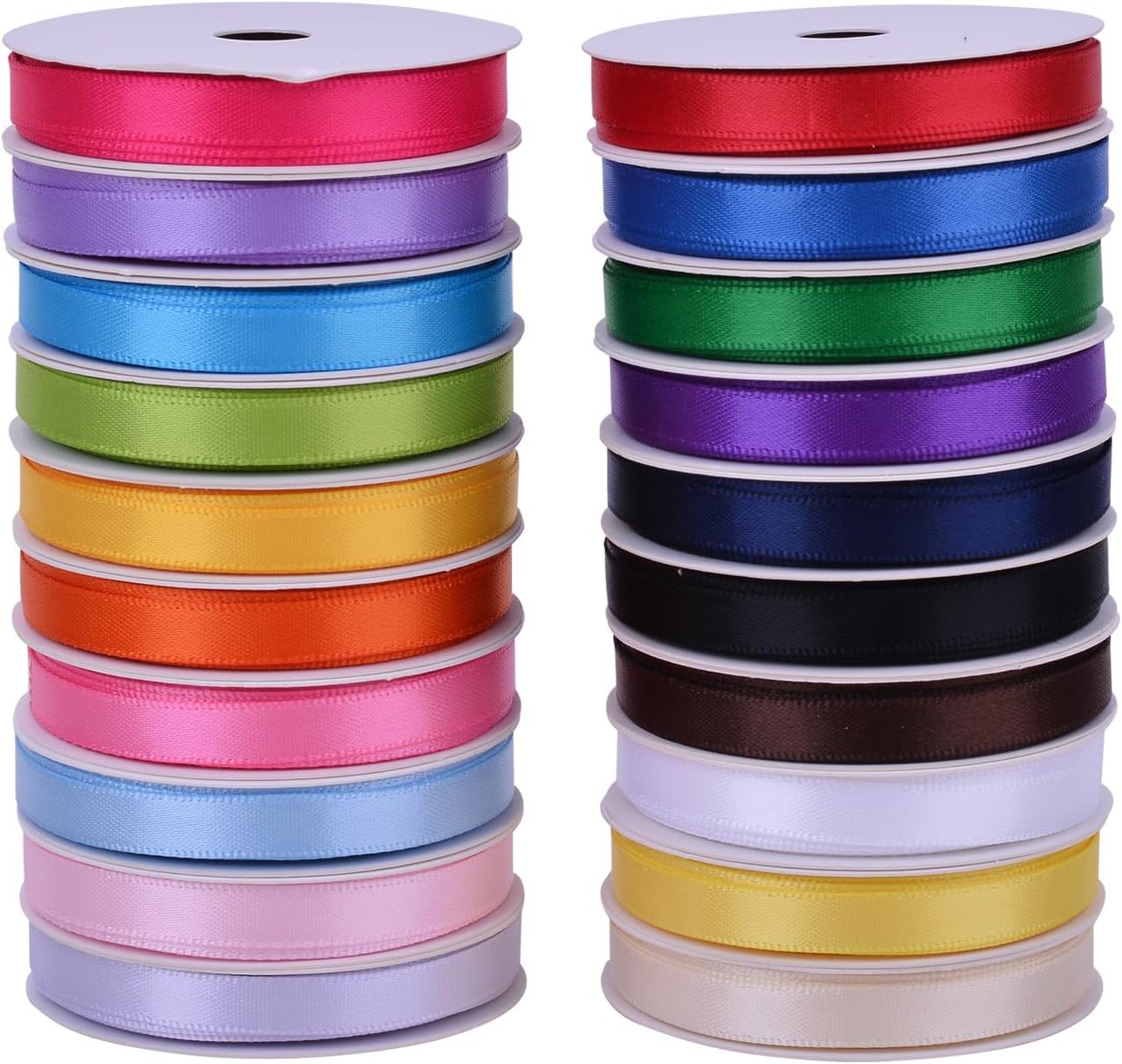 1/4 Inch Solid Double Face Satin Ribbon Set for Gift Wrapping Hair Bows Craft Sewing-100 Yards (5 Yards*20 Colors)