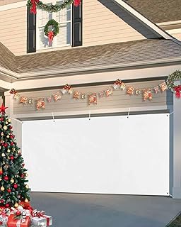 Garage Door Cover Banner 6x13 Ft, White Garage Door Decorations for Christmas/Thanksgiving, Modern Minimalist Pure Soild Color Large Hanging Backdrop Covers for Outdoor Holiday