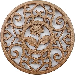 Bitray Trivet Mat Coaster Decorative Trivet Cast Iron with Three Pegs Heavy Duty Hot Pot Holder Pads Vintage Flower Pattern Pot Mat