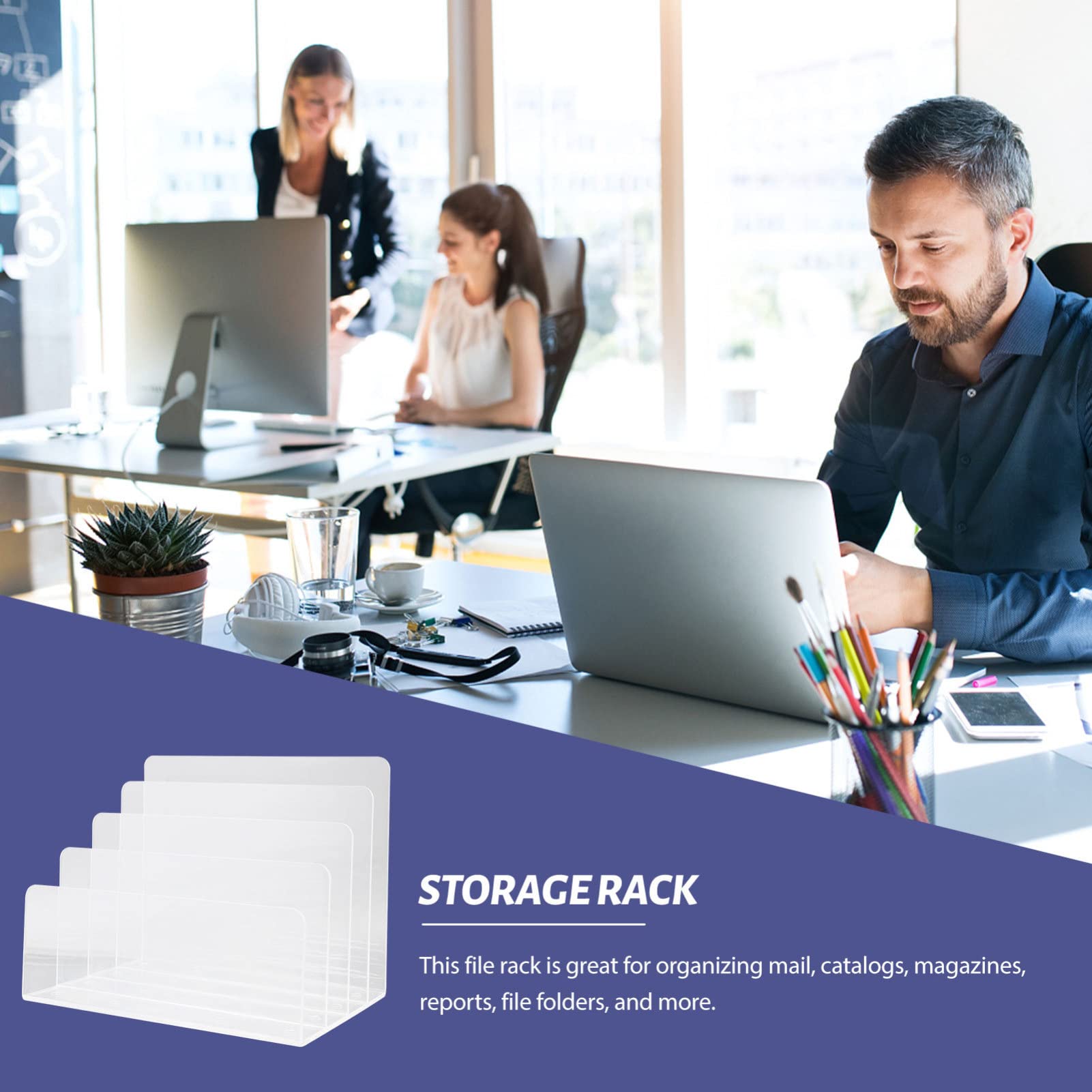 Angoily Organizzatore Documenti da Scrivania in Acrilico Trasparente | Rack Multi-griglia per Riviste e Posta, Design Semplice e Ordinato per Casa e Ufficio