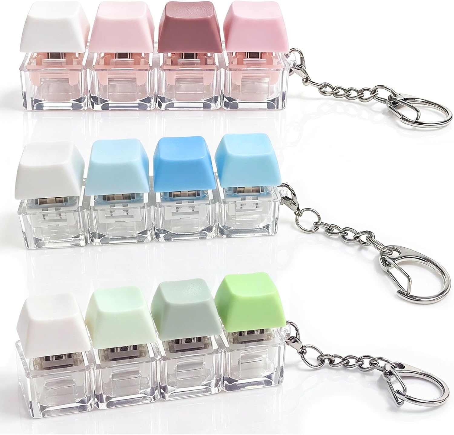 3 Pack Keyboard Fidget Toy Clicker Keychain for Adults,3 Sound Modes | Clicky,Creamy&Silent Clicker-Quiet Fidget Keychain for Adults, Boost Focus & Calm Anxiety at Work, Travel –Stress Relief Gift