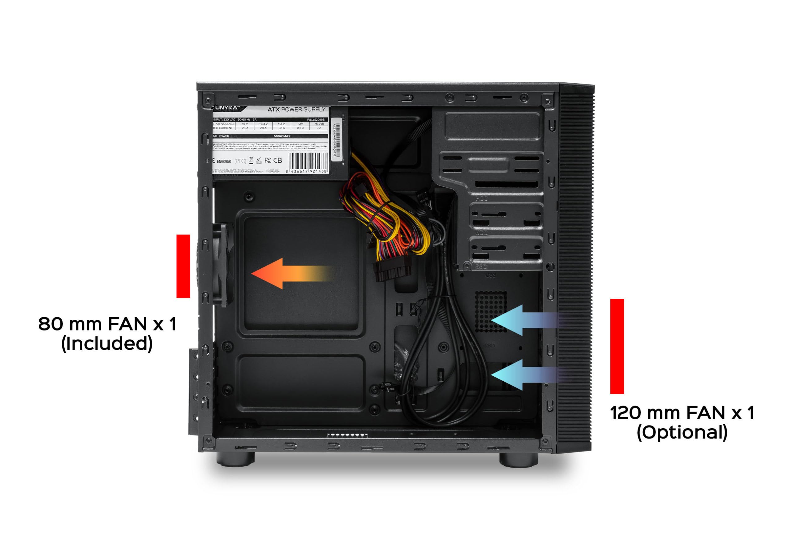 UNYKAch Aero C15 - Case per PC Micro ATX, USB-C frontale + USB 3.0, ventola da 80 mm inclusa, compatibile con mATX/ITX, GPU fino a 300 mm, 2 SSD + 2 HDD, alloggiamento esterno da 5,25" per DVD o