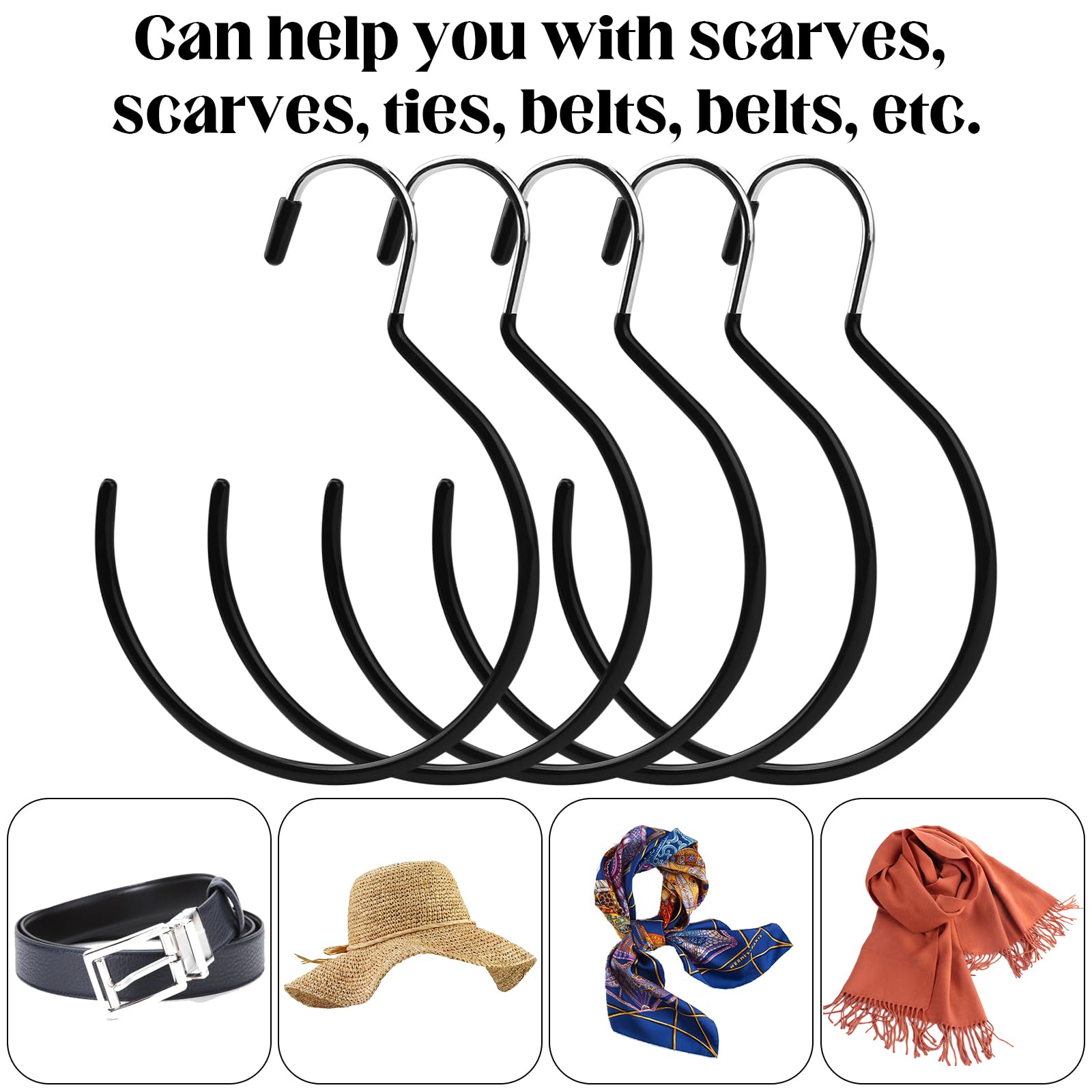 Srup 5 Pezzi Supporto Sciarpa Armadio Gancio Anello, Porta Sciarpa per Cravatta Cinture Cappello