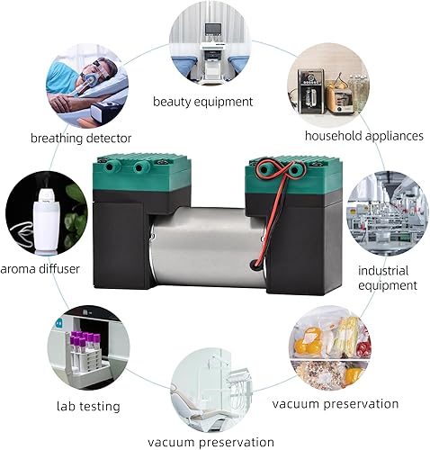 Miniatura 6 de VUYOMUA Bomba de aire de 1224V 10W -80KPa 15LMin Mini DC Bomba de vacío de diafragma silencioso sin aceite succión de vacío eléctrica (UV-U3-12V)