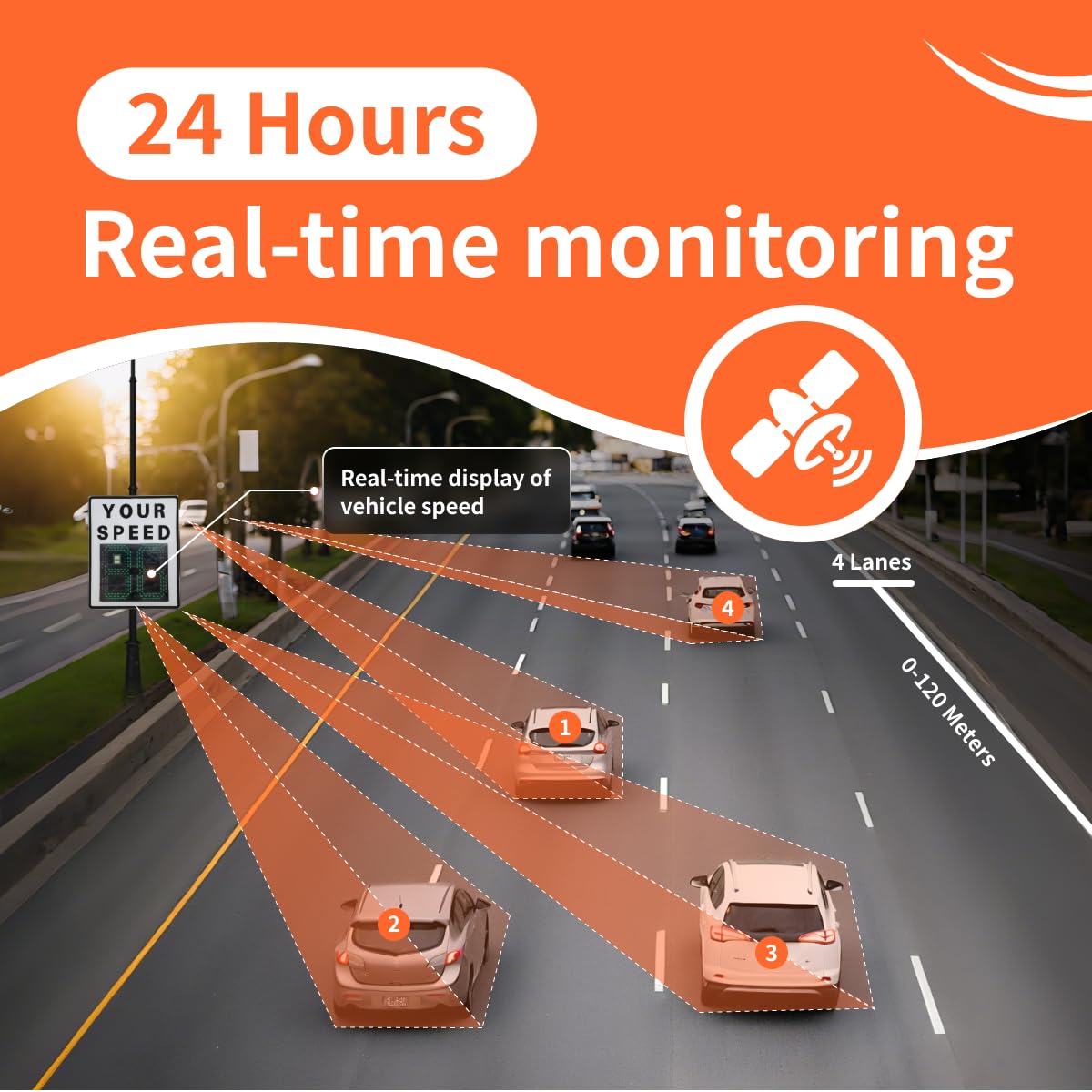 Señal De Advertencia De Velocidad De Radar Solar LED, Dedicada para Uso En Exteriores, Medición De Velocidad Precisa, Advertencia De LED De Alto Brillo, Alimentada por Energía Solar