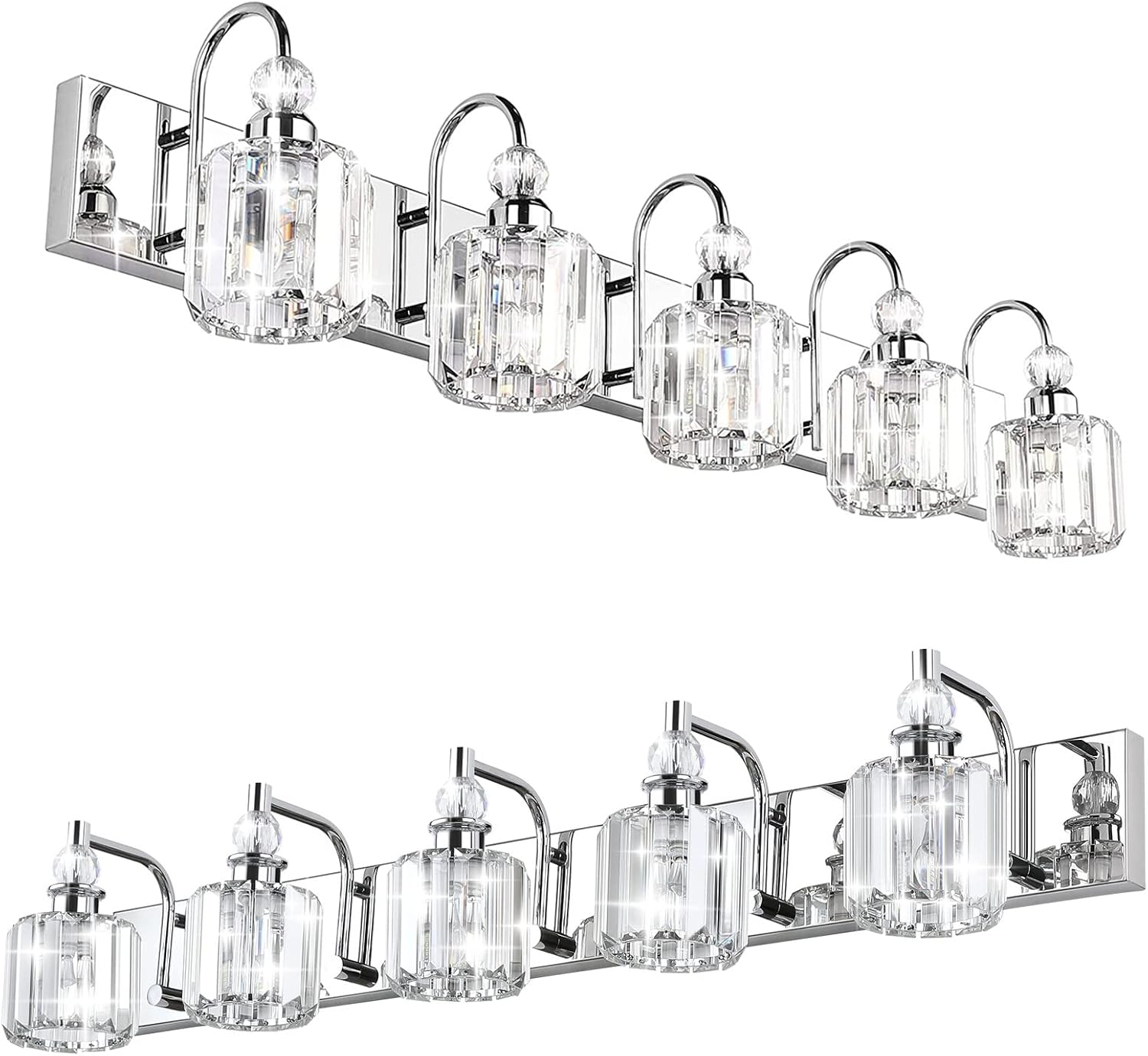 Ralbay Modern Crystal Vanity Light for Bathroom Crystal Chrome Bathroom