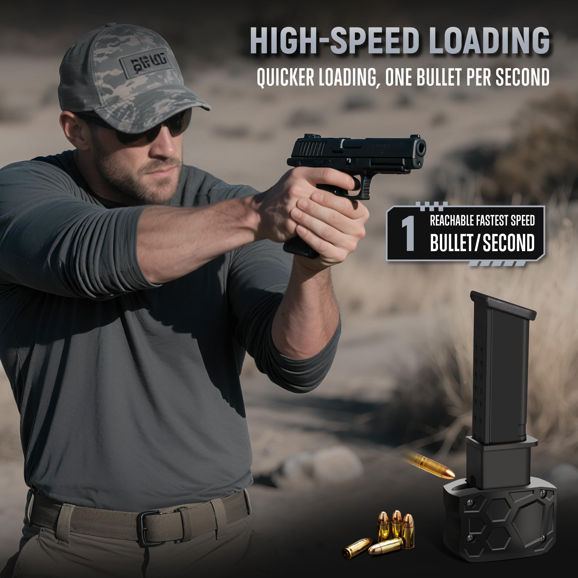 Magazine Speed Loader, Rapid Loader for Glock 9mm/.40sw, Glock 17,18,19,22,23,24,26,27,34,35,45 and 47, with Efficient, Stable and Quick Loading, Great Gift for Fathers, Boyfriends or Shooting Buddies