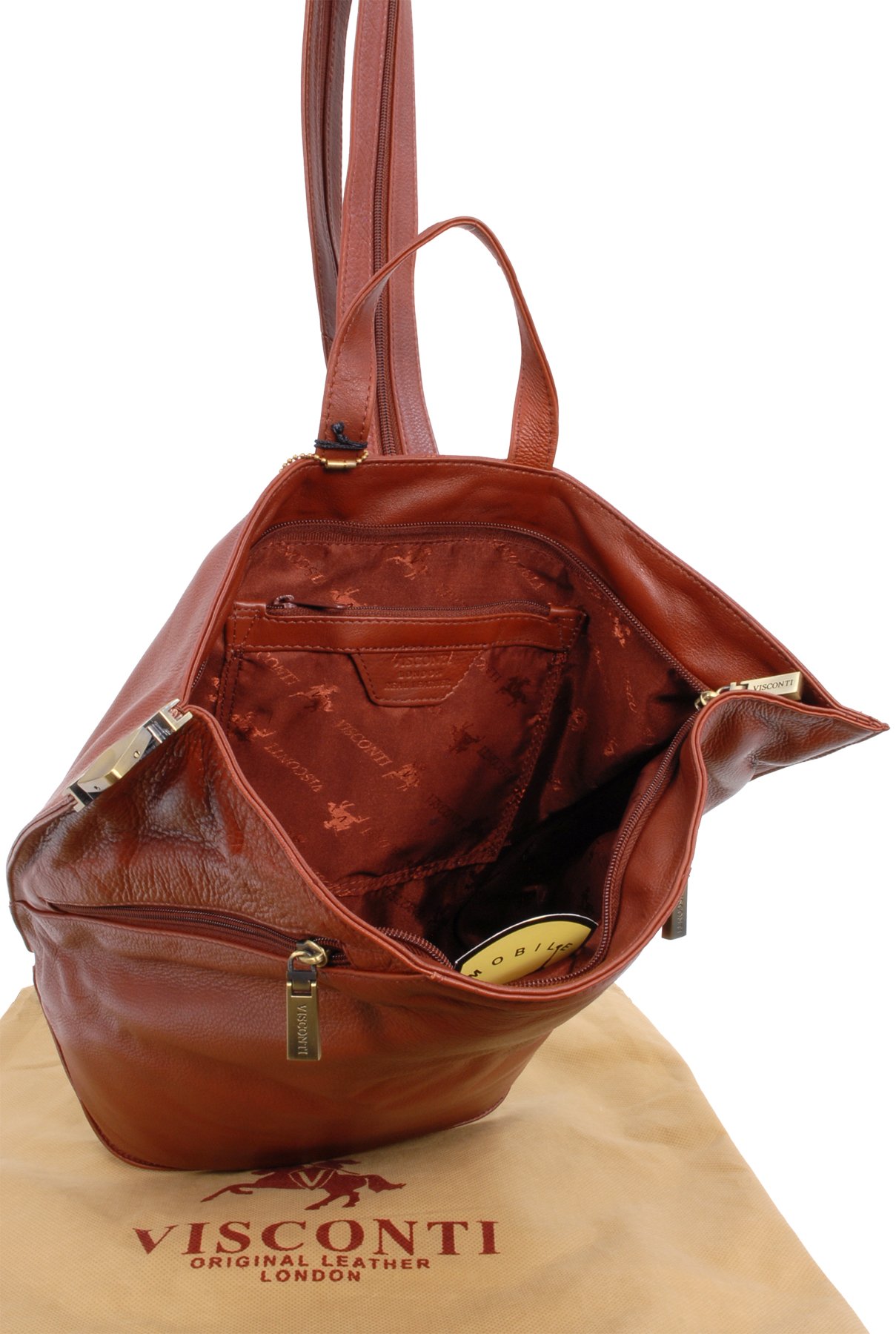 VISCONTI - Bolso Mochila de Mujer - Piel Auténtica - Multibolsillos - Pequeña - Correas Ajustables - Brooke 18258