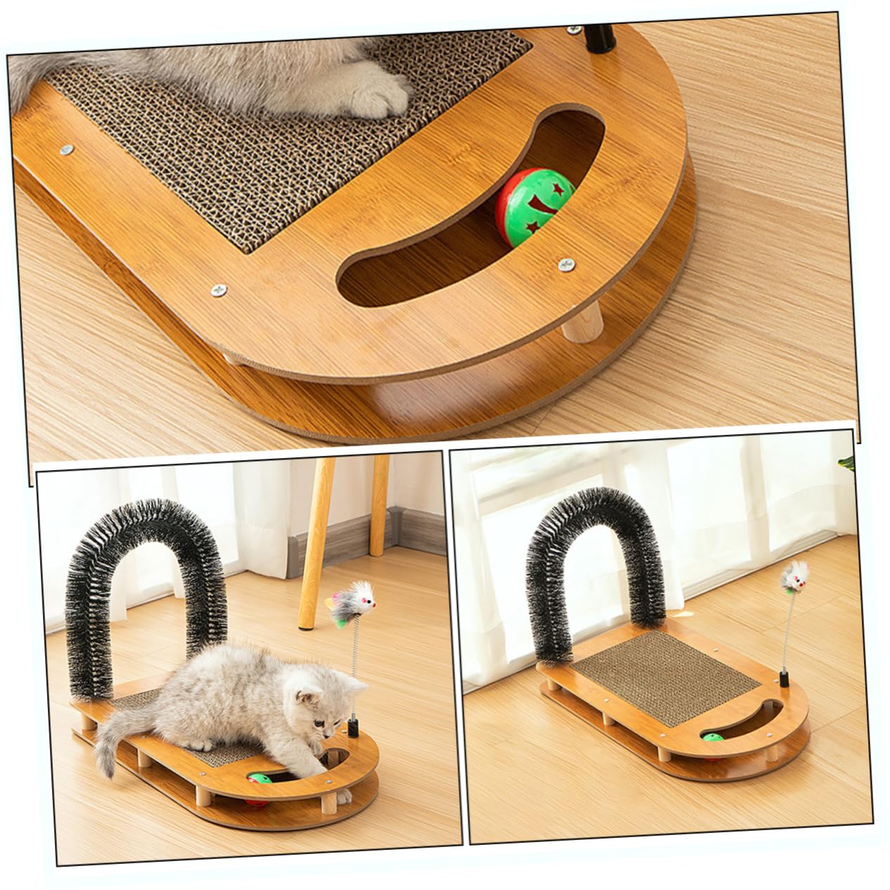DOITOOL Griffoir pour Chats avec Tapis De Rechange Jouet Interactif Et Circuit à Balles pour Chatons Accessoires Pratiques pour Chat