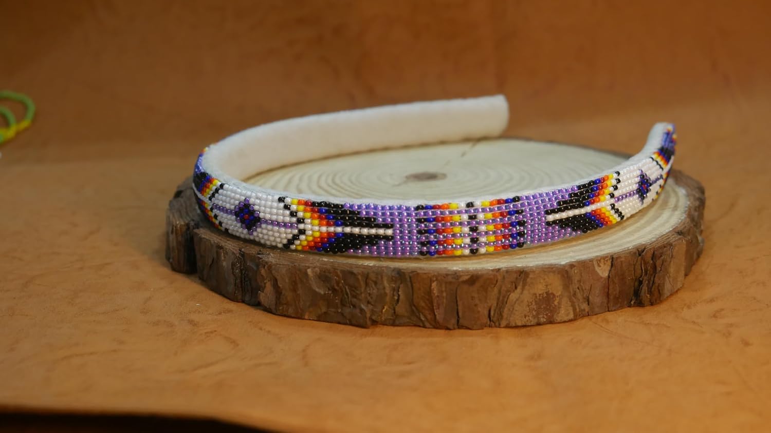 Native American style Southwestern Beaded Headband Beaded Barrette, Gift of her (Purple, one size)