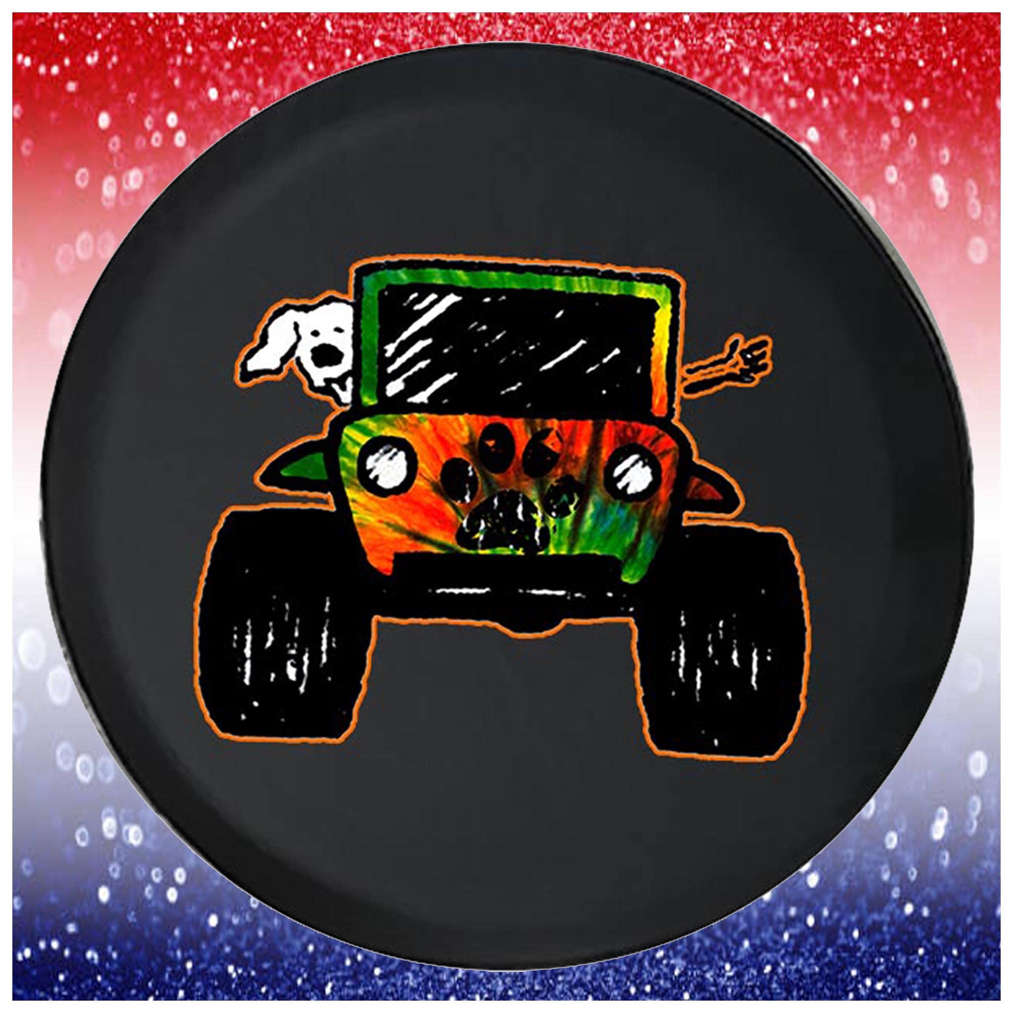 Large Spare Tire Cover Paw Prints Peace Love Tiedye Accessories Black 35 Inch