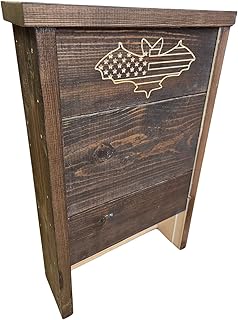 Made in USA- Brown Stained Pine Bat House, 2 Chamber Bat Box, Easy-to-Install Wooden Bat House Kit, Weather-Resistant Bat Houses for Outdoors, with Mounting Screws - Applewood Outdoor