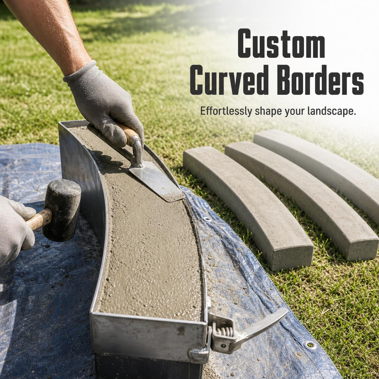 Gebogene Bordsteinform Metall | Robuste Metallkonstruktion, für Betonvorfertigung, zur Gestaltung von Gartenwegen, Einfahrten, für Kurven