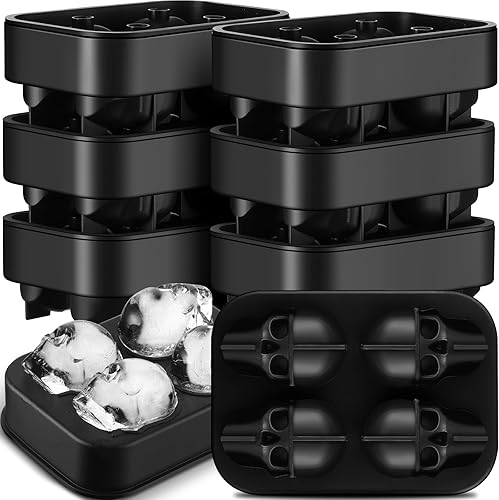 Juego de 6 bandejas de molde de calavera para cubitos de hielo de silicona negra 3D, molde de hielo de calavera de 2 x 1.2 pulgadas, bandeja