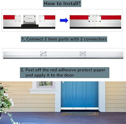 Miniatura 3 de Tapón de aluminio para puerta de 36 pulgadas, bloqueo de ruido de tira de sello inferior de barrido de metal con barrido de goma, bronce aceitoso