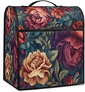 Funda antipolvo para cafetera, diseño de rosas florales, peonías, flores, impermeable, para mezcladora de café, protector de electrodomésticos pequeños para el hogar, 17 pulgadas