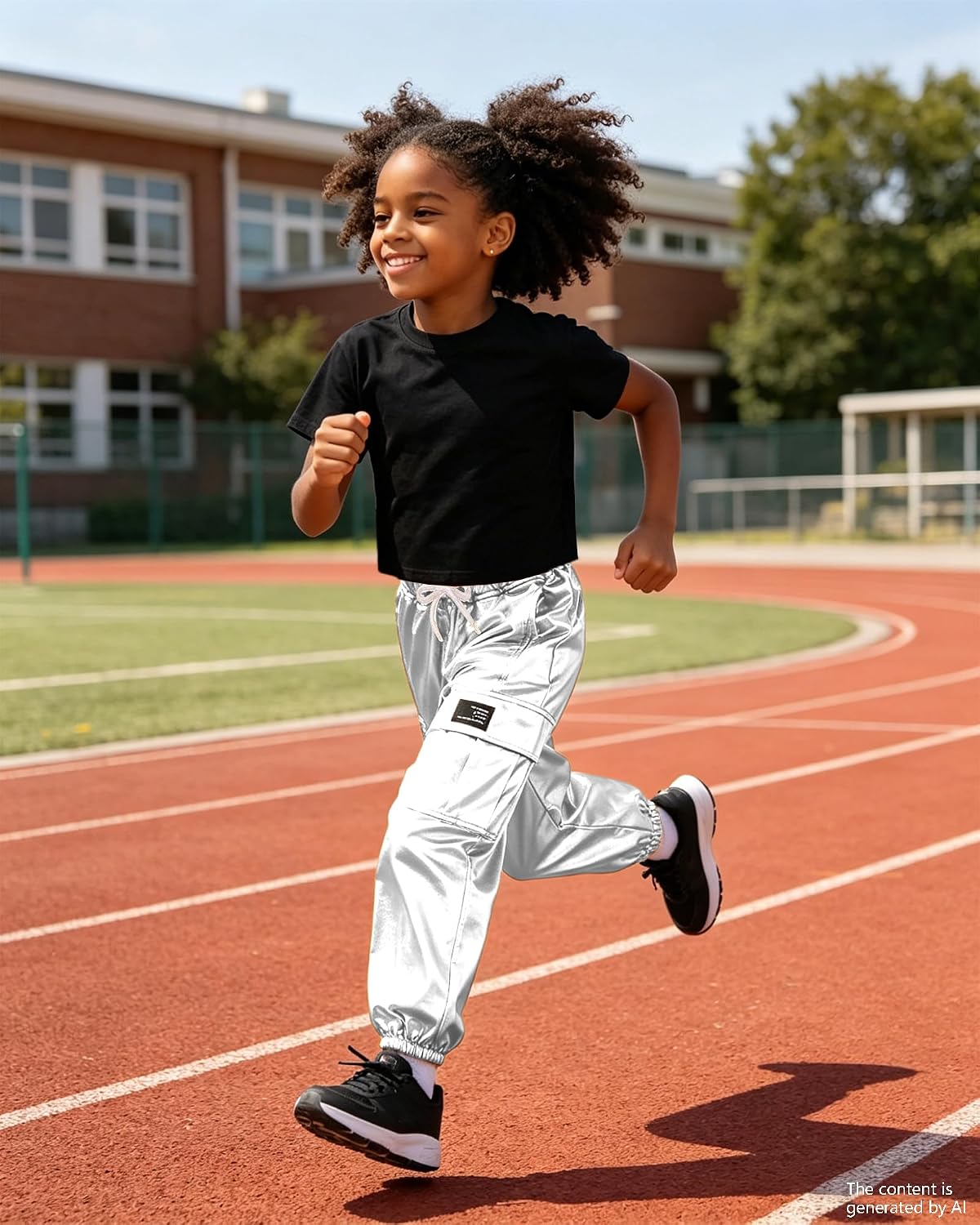 SANGTREE Girls' 2 Piece Outfits T-Shirt and Drawstring Cargo Jogger Pants Clothing Set, 4-14 Years