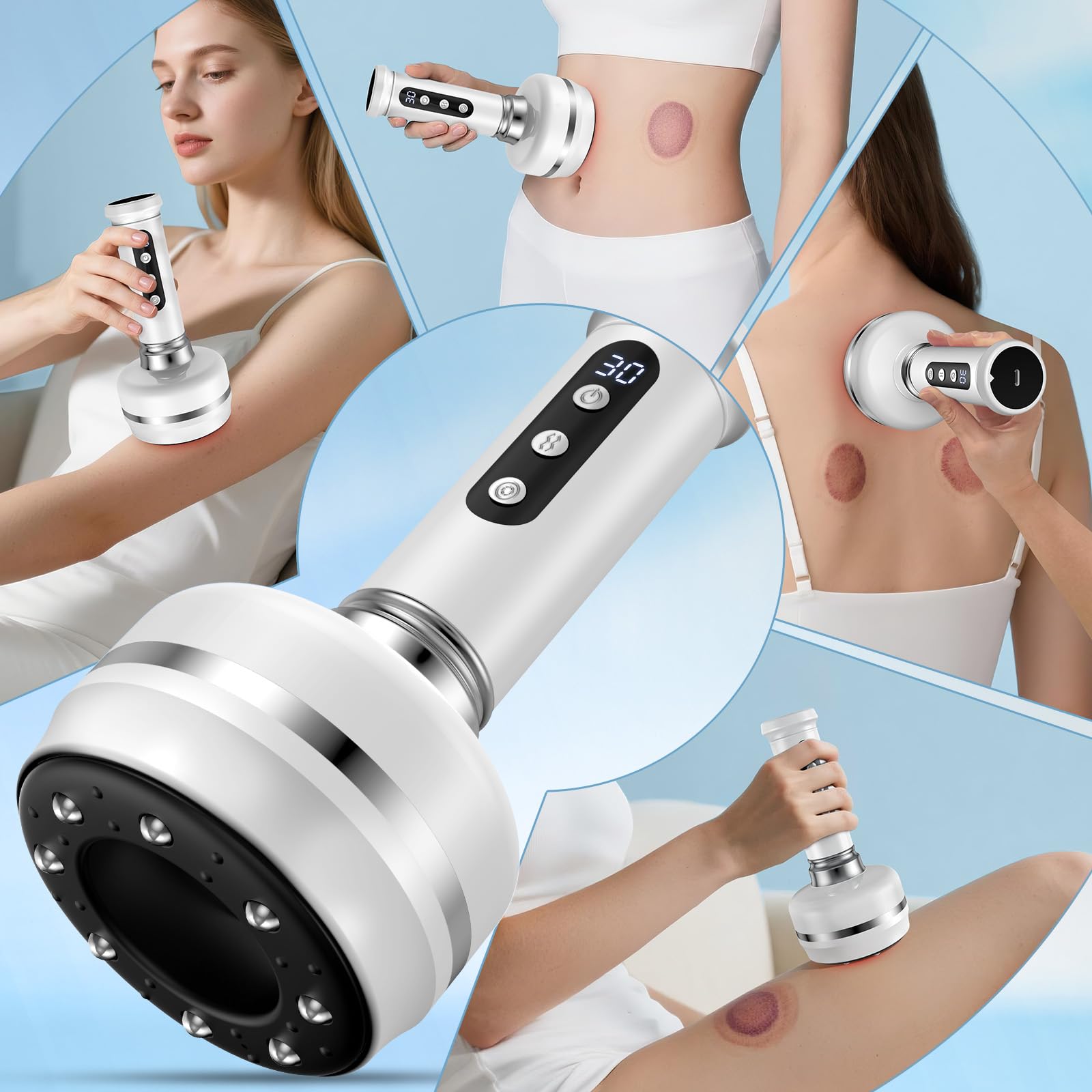 Masajeador anticelulitis, 30 velocidades, dispositivo de ventosas eléctrico, anticelulítico, masaje, relajación muscular, ventosas, adecuado para espalda, cintura, brazos y piernas