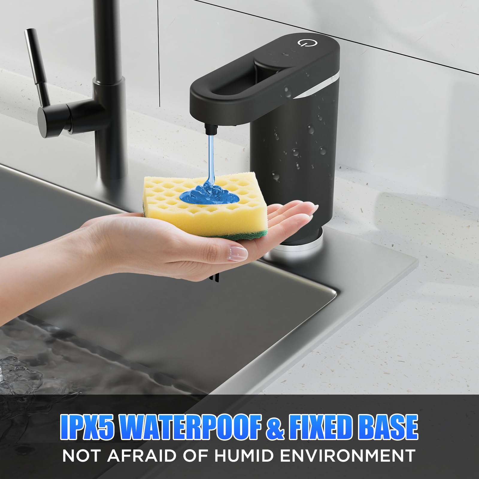 Dispensador de jabón para platos para fregadero de cocina, dispensador integrado sin tacto, sistema de dispensación de líquidos con kit de tubo de extensión sin derrames de 35 pulgadas, diseño para