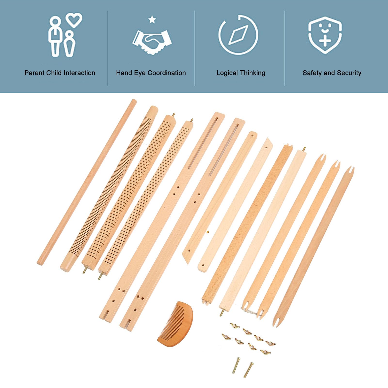 Qudinip Kit Telaio per Tessitura per Telaio in Legno per Arazzi Fai-da-te Facile con Accessori per Bambini e Principianti
