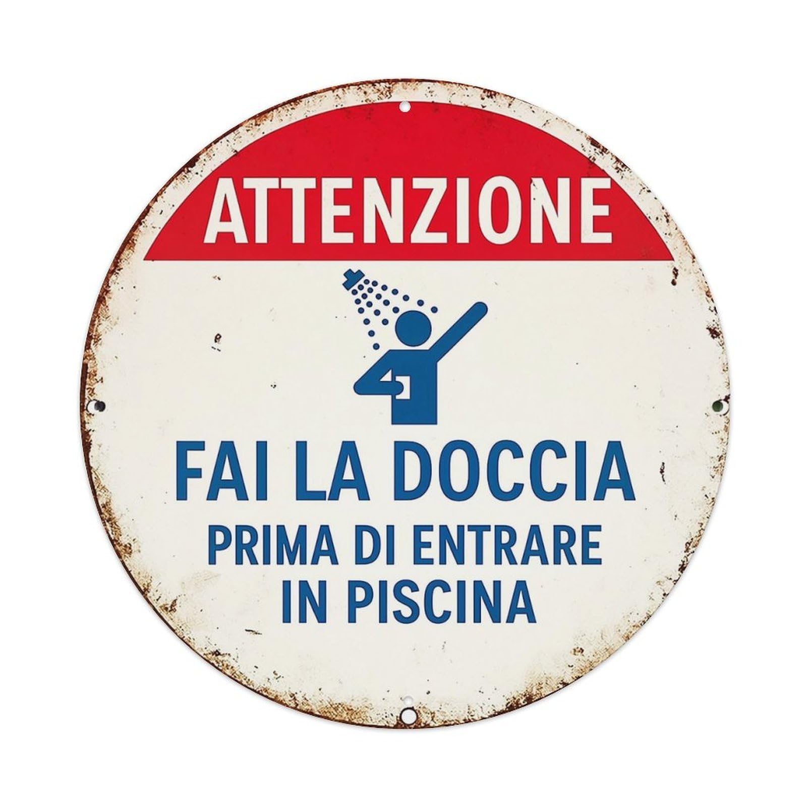 Attention Shower Before Entering Pool Tin Sign Metal Poster Vintage Metal Signs for Home Man Cave Bar Cafe Kitchen laundry room Wall Decorations 8x8 inches