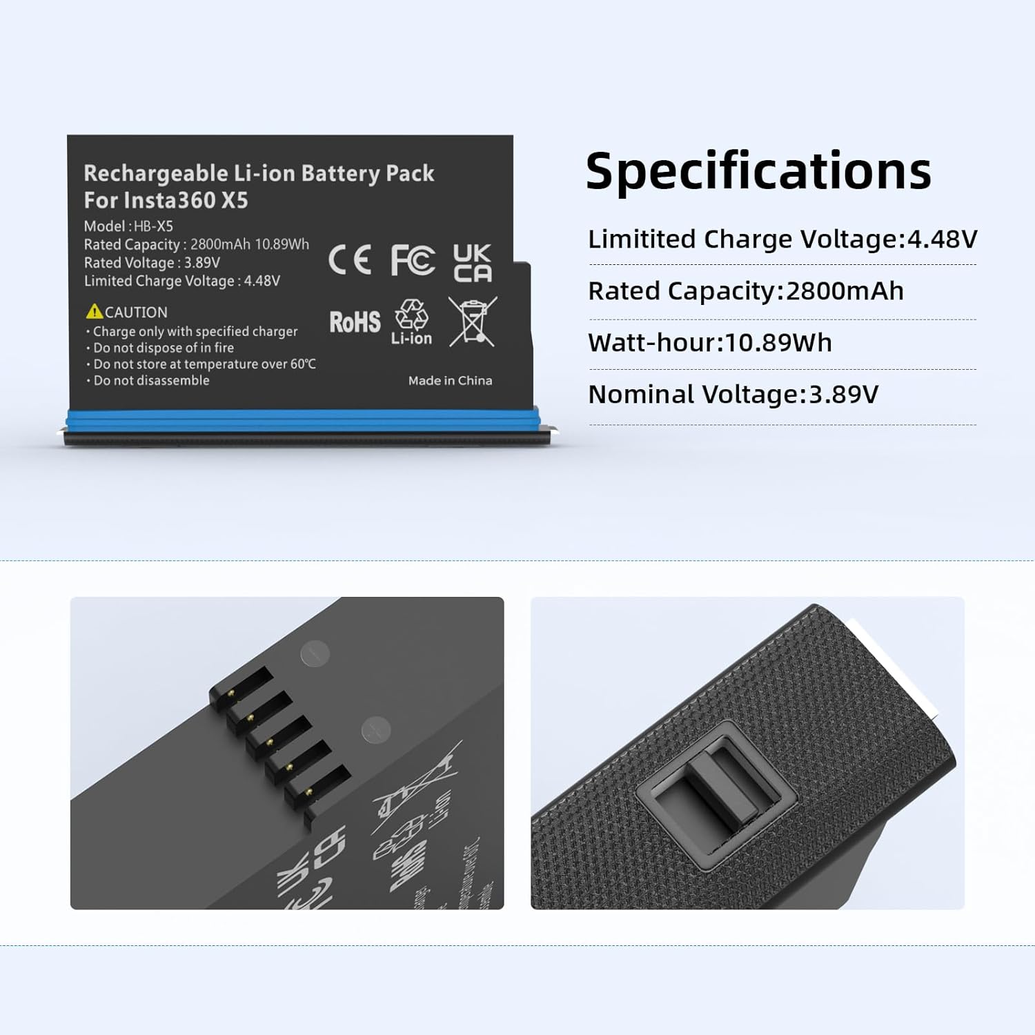 2026 New 360X5 Camera Battery Charger Set, 2-Pack 2800mAh Replacement Battery and 2-Channel Fast Charging Charger Hub for Insta360 X5 Camera (2 Batteries+1 Charger)