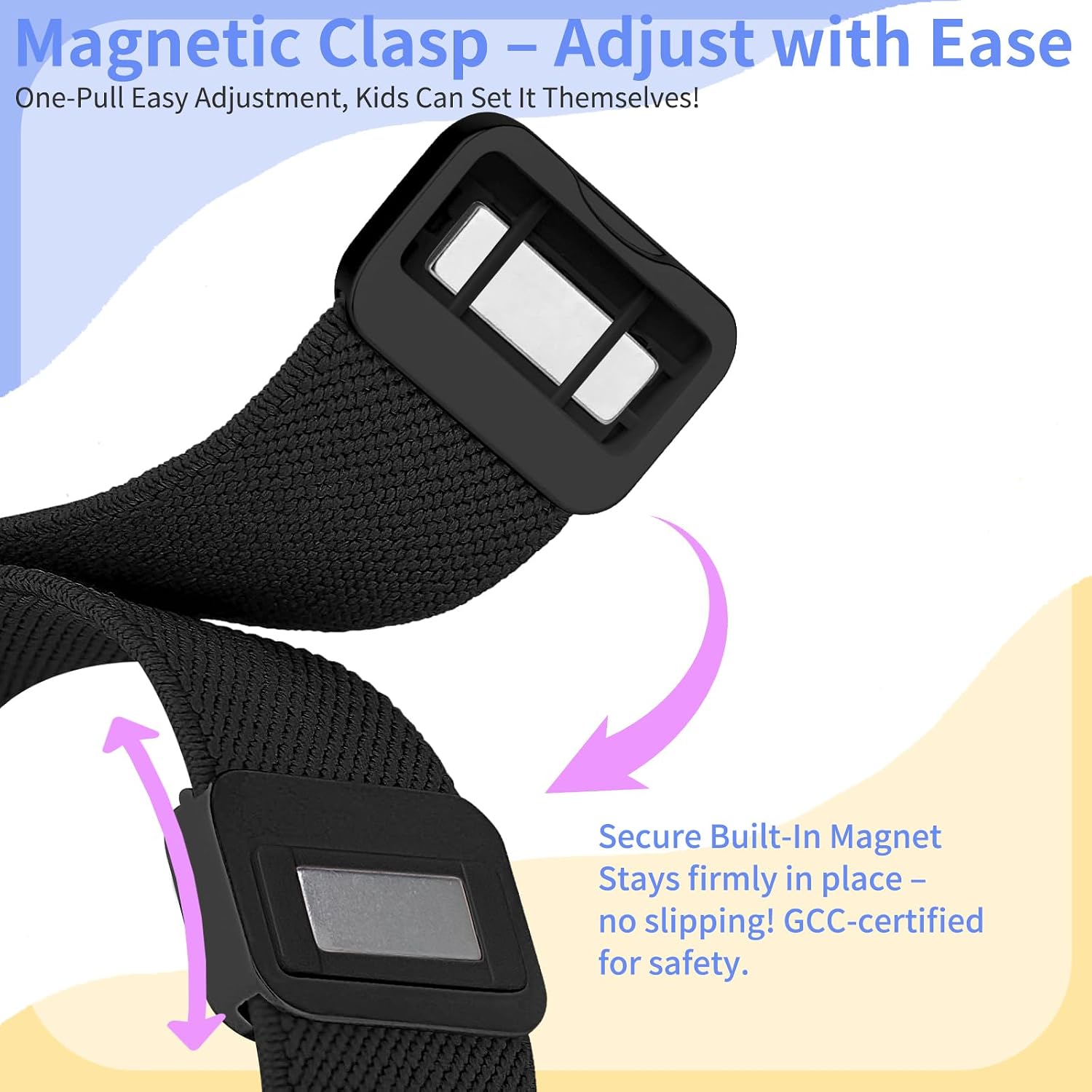 Stretchy Bands for Gizmo Watch Band for Kids Compatible with Gizmo Watch 3 2 1/ Gabb Watch 3 2 1/ SyncUP/Cosmo JrTrack Watch, Soft Breathable Nylon Stretch Strap with Magnetic Clasp for Boys and Girls