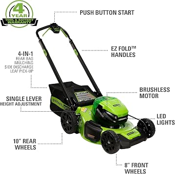 Greenworks 80V 21 Cordless Battery Push Lawn Mower,730 CFM Cordless Battery Leaf Blower,Combo Kit w/(1) 4Ah Battery & (1) 4A Rapid Charger