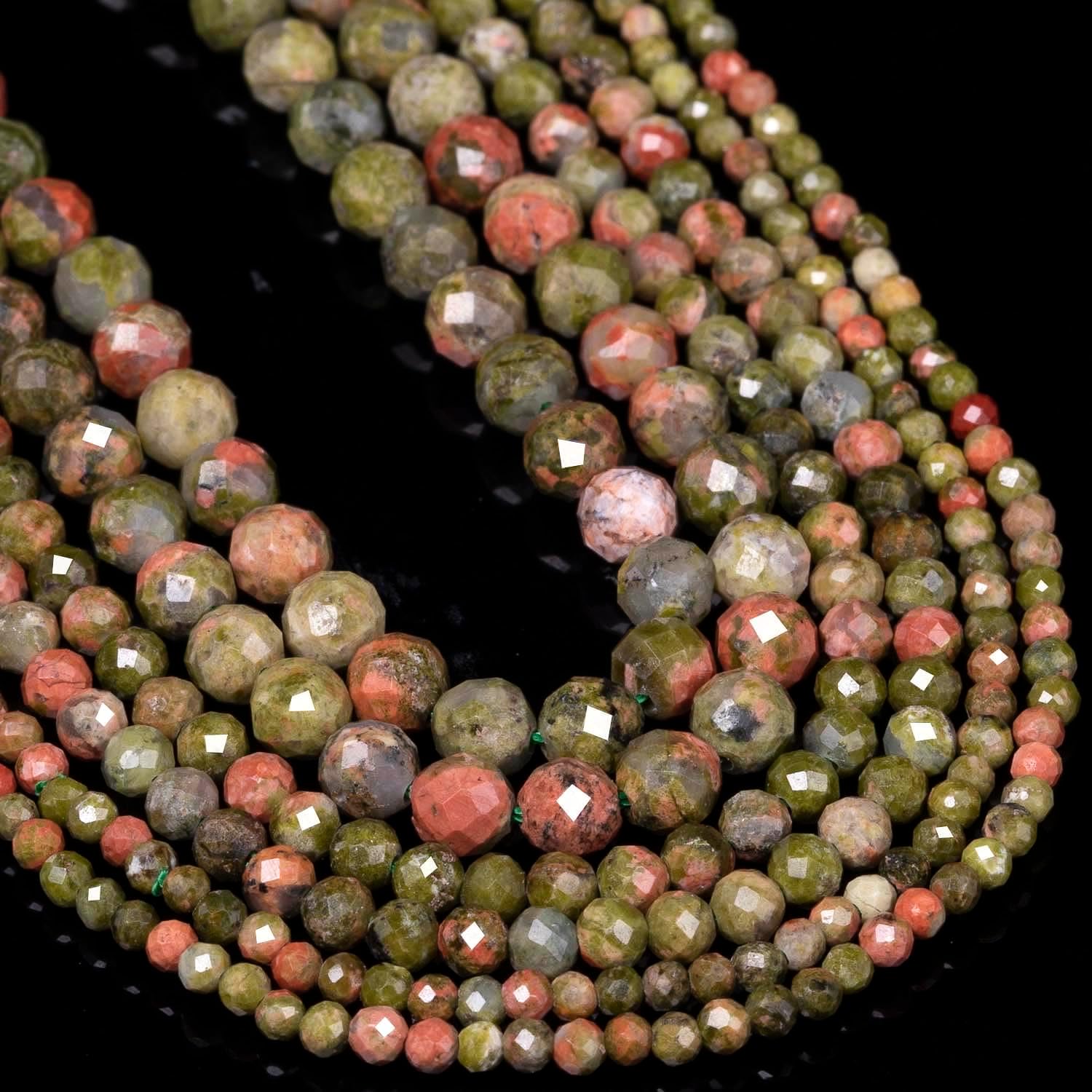 Song Xi 90pcs 4mm Natural Unakite Gemstone Beads Faceted Round Loose Stone Beads for Jewelry Making - Image 5