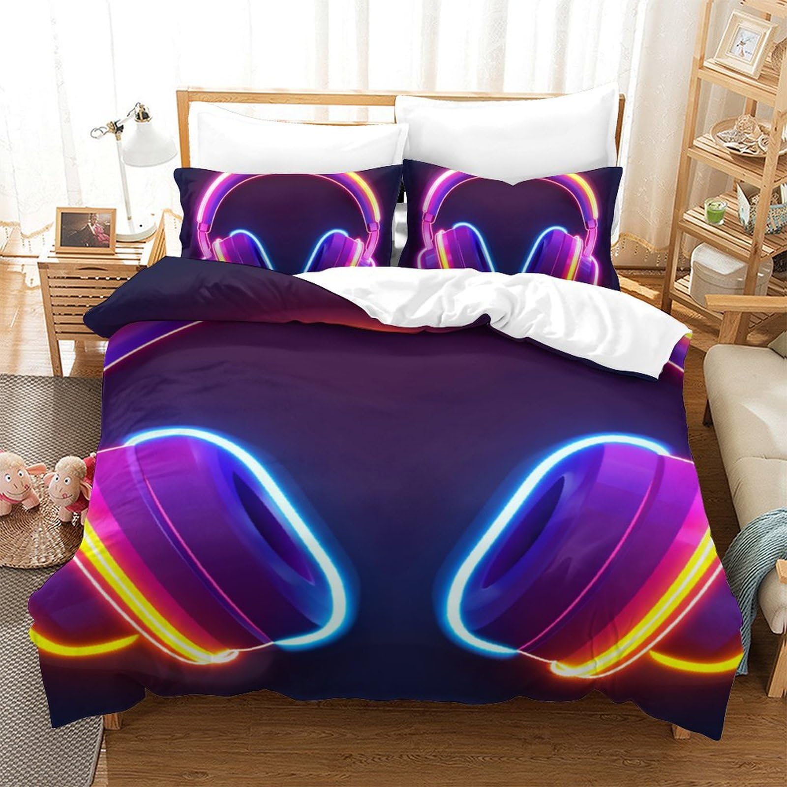 Housse de couette casque d'écoute impression 3D, cadeau ado idéal