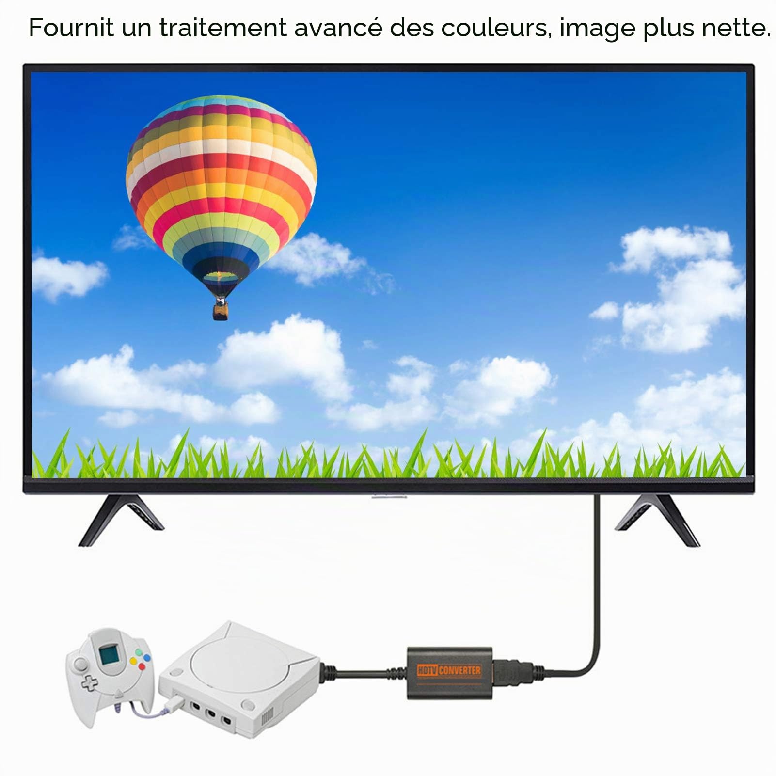 Cuifati Adaptateur HDMI pour Dreamcast Dreamcast vers HDMI Adaptateur DC Console Plug and Play Dreamcast VGA vers HDMI convertisseur pour Dreamcast