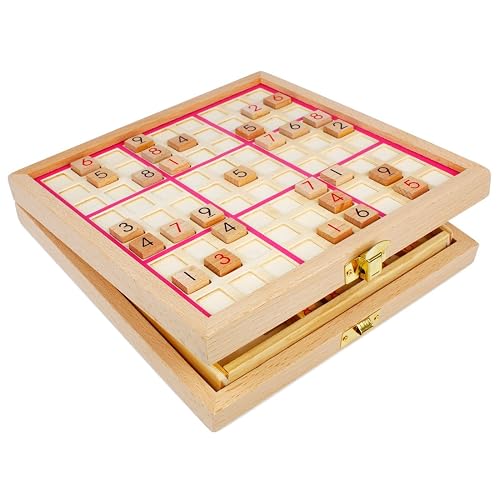 Andux Zone Sudoku Tablero Caja 3-en-1 De Madera Número de Lugar Juguete SD-03 (Rosado)