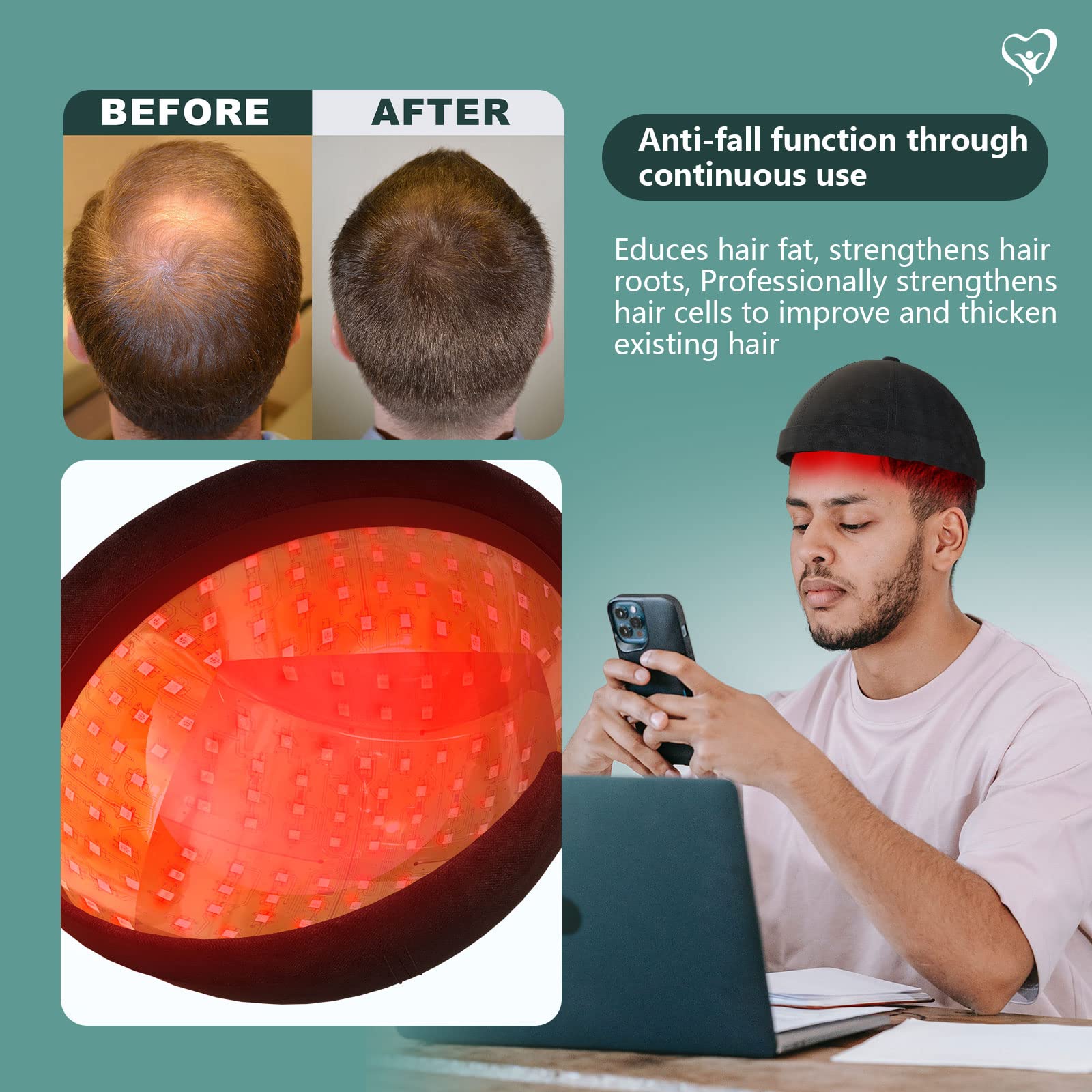 iKeener Haarwachstum Laser Helm(236 Lasersonden), Rotlichttherapie für Haarwachstum für dünnes Haar, Haarwachstum für Männer und Frauen, beseitigen Haarausfall