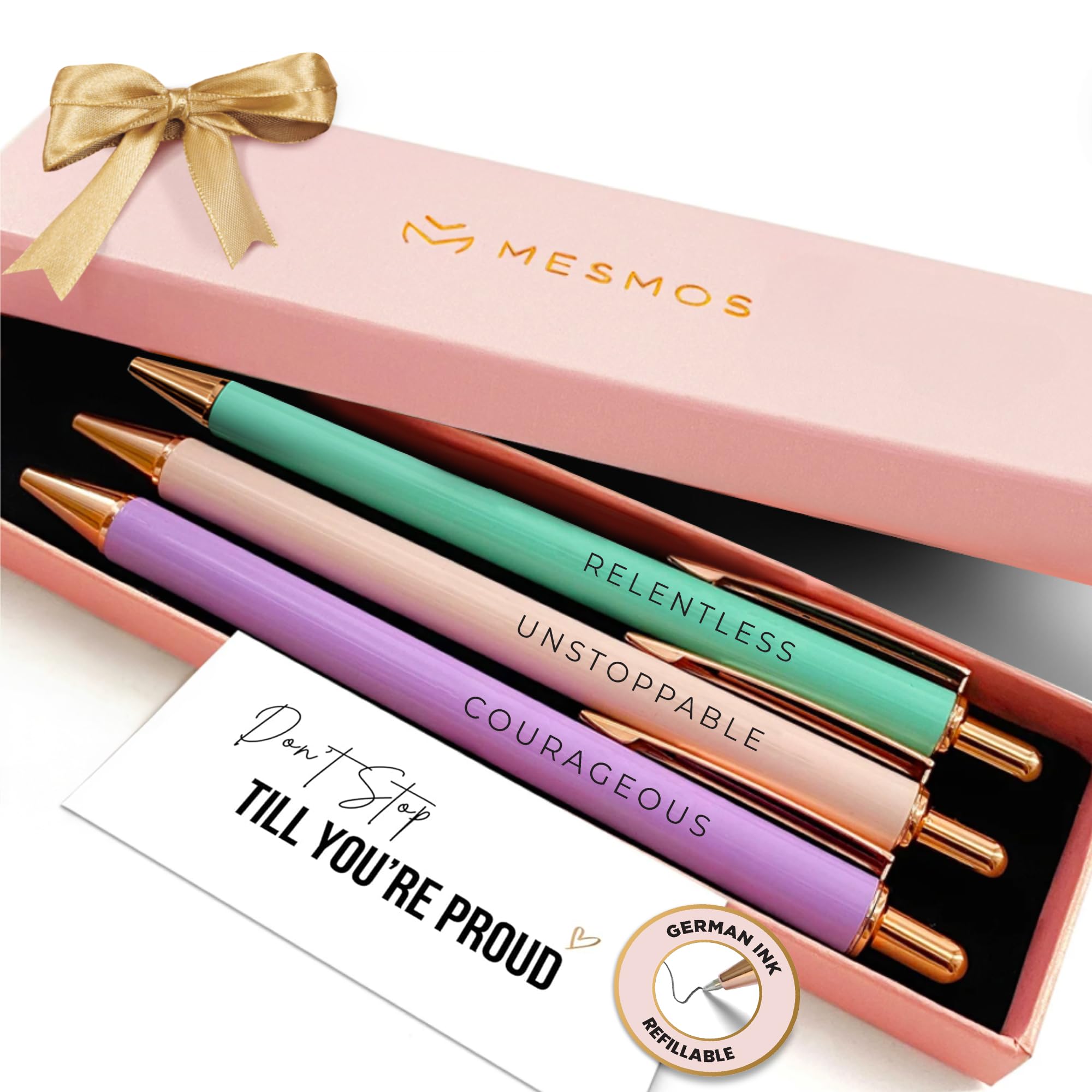 MESMOS Fancy Pen Set, Inspirational Gifts for Women, Motivational Gifts, Office Motivational Boss Lady Writing Nice Unique Click Pens, Server Promotion Pretty Pens