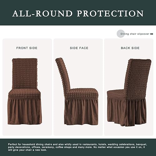 Vista 62 de CHUN YI Juego de 4 fundas para sillas de comedor, fundas universales elásticas para sillas de comedor con falda, fundas extraíbles para sillas Gris