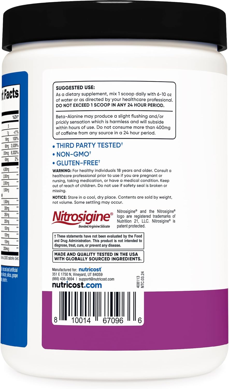 Nutricost Pre-X, Extreme Pre-Workout Powder Complex, Grape, 30 Servings, Vegetarian, Non-GMO and Gluten Free - Image 4