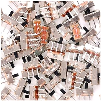 Qiying 100 Pcs SS12D00G3 2 Position SPDT 1P2T 3 Pin PCB Panel Mini Vertical Slide Switch 0.5 Amp, 50V DC