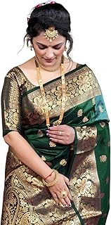 SIRIL Women's Kanjivaram Silk Saree Pure Silk Saree with Unstitched Blouse Piece