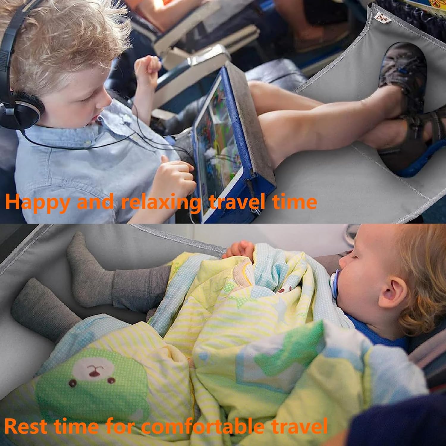 Toddler Airplane Bed & Extender for Kids, Enhances Travel Comfort (Black)