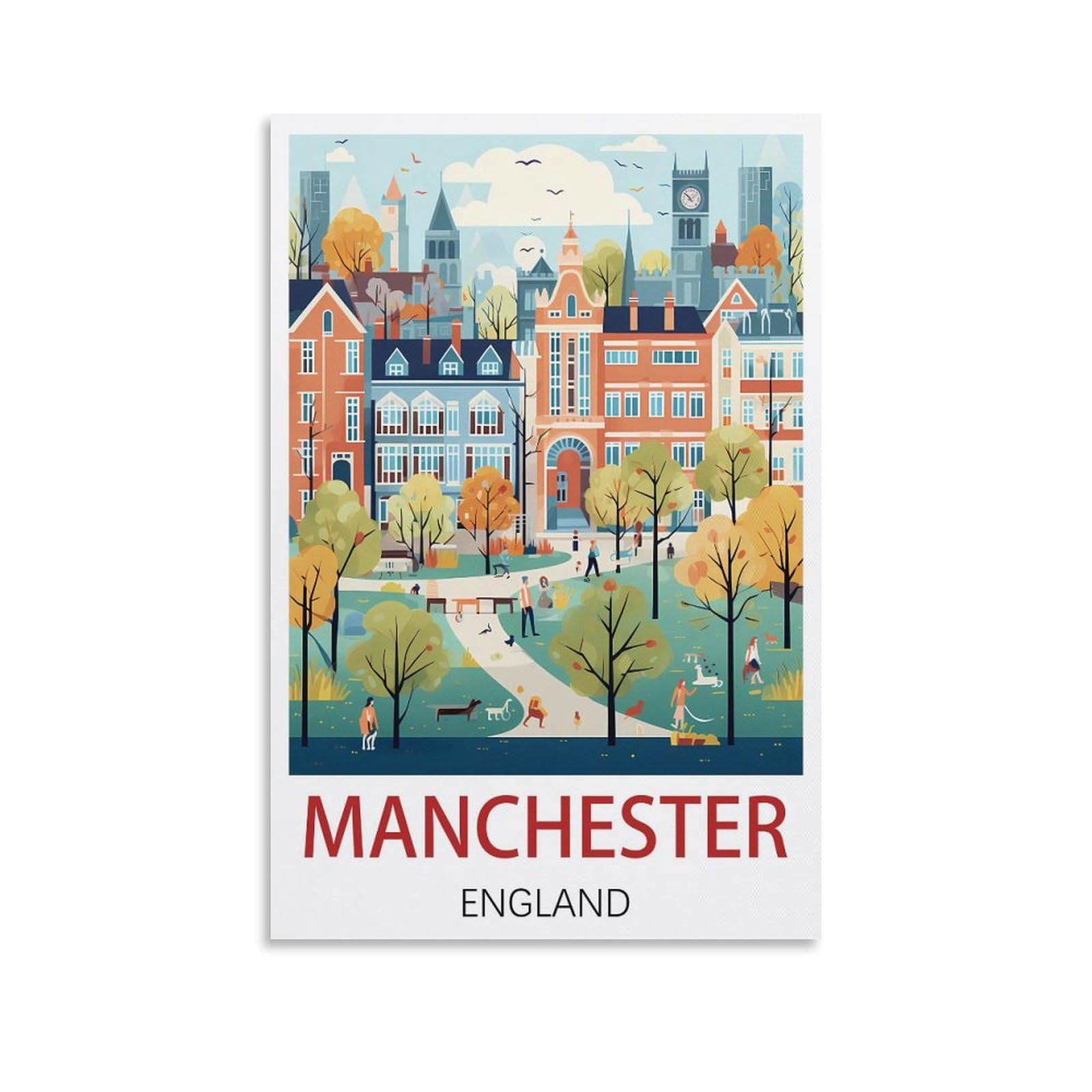 Luani Manchester England Vintage Travel Poster 08X12inch(20X30cm) Canvas Art Poster And Wall Art Picture Print Modern Family Bedroom Decor Posters