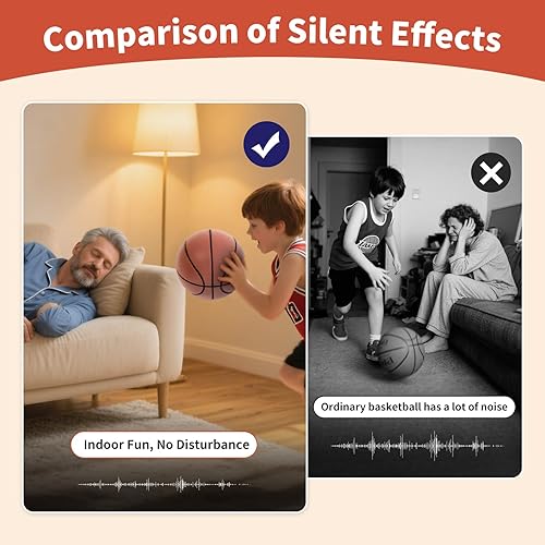 Miniatura 2 de Official Silent Basketball Size 7 (29.5"),Dribble Dream Upgraded Indoor Basketball & High Bounced Airless Ball Soundless for Quiet Dribbling and