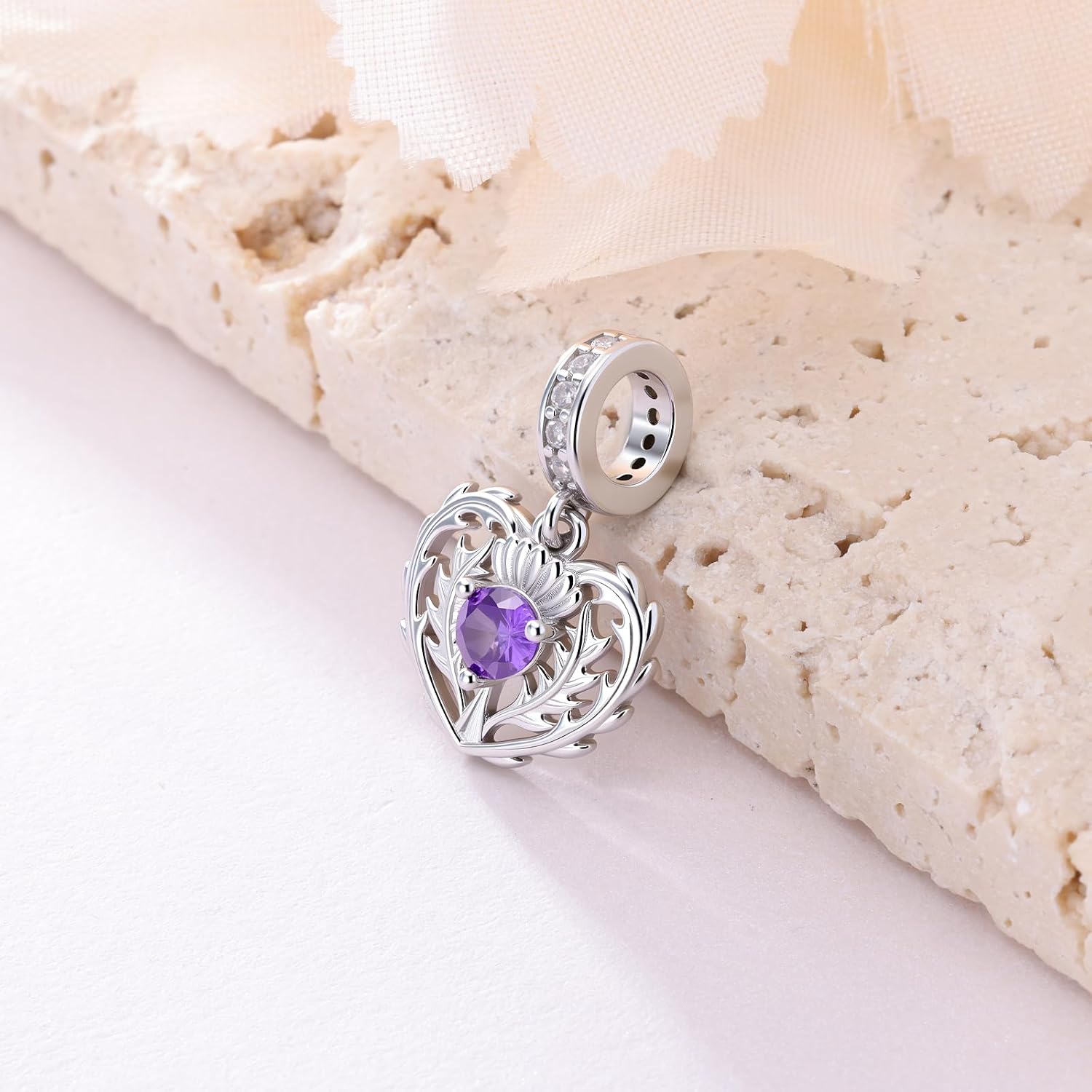 Scottish Gifts 925 Sterling Silver Flower Charms Scottish Thistle Jewelry Scottish Decor for Women