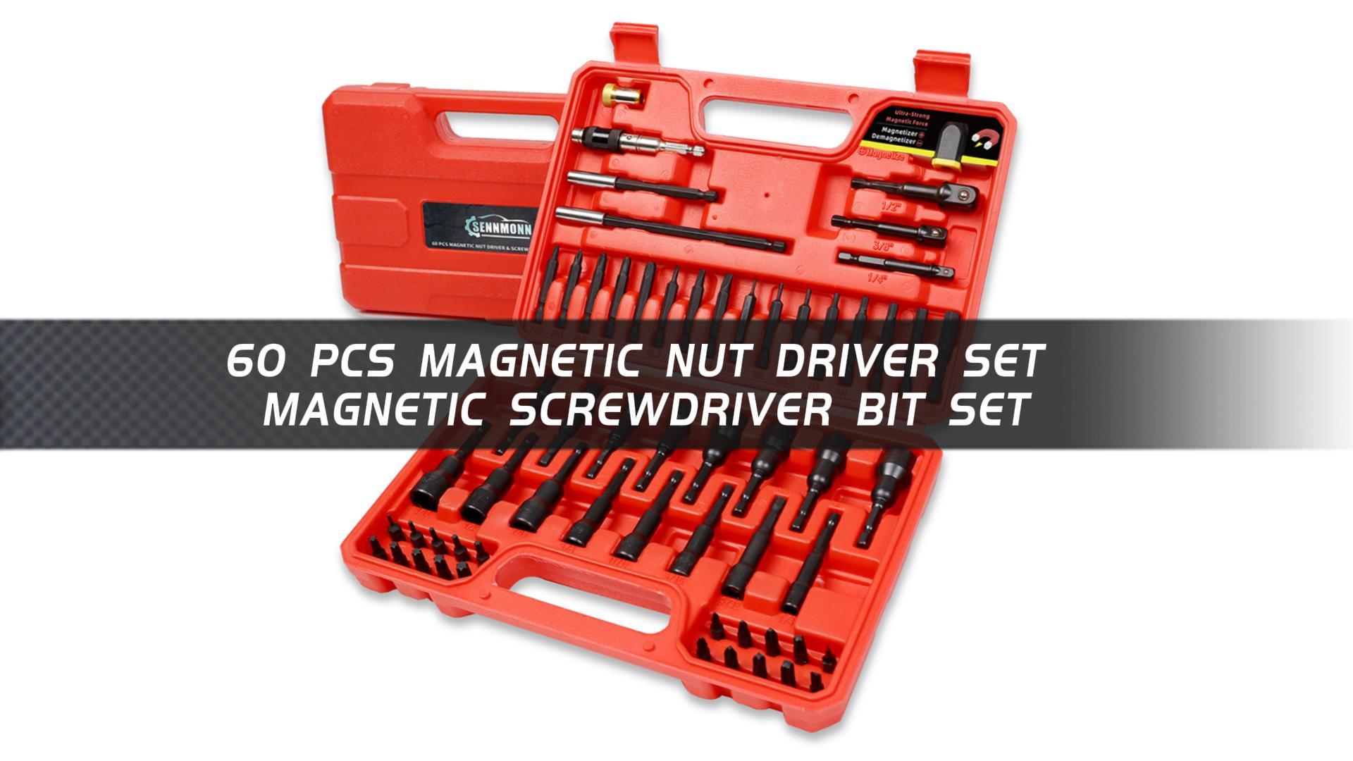 SENNMONN 60 Pc Magnetic Nut Driver Set - Multi-Size Socket Driver Bits For Screws And Bolts