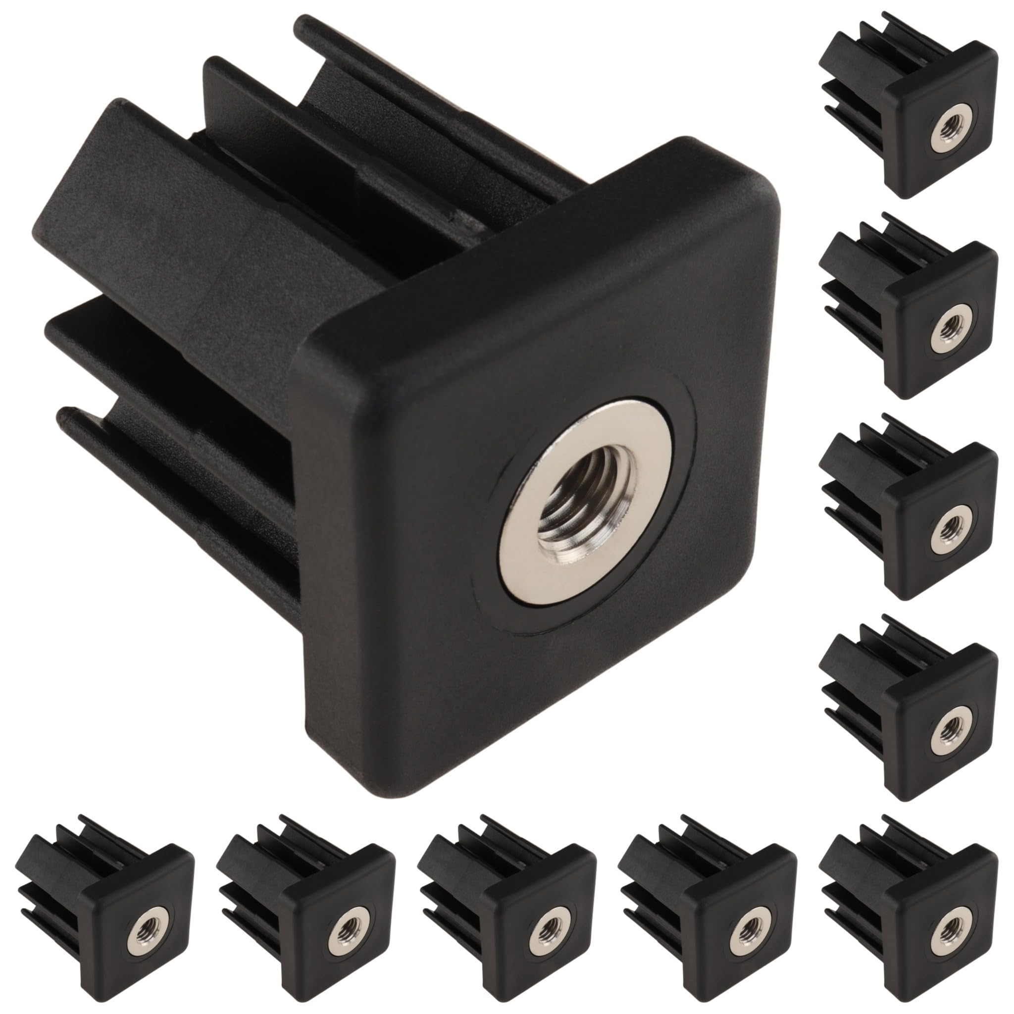 10 tapones roscados M12, 50 x 50 x 2,5, plástico PA reforzado con