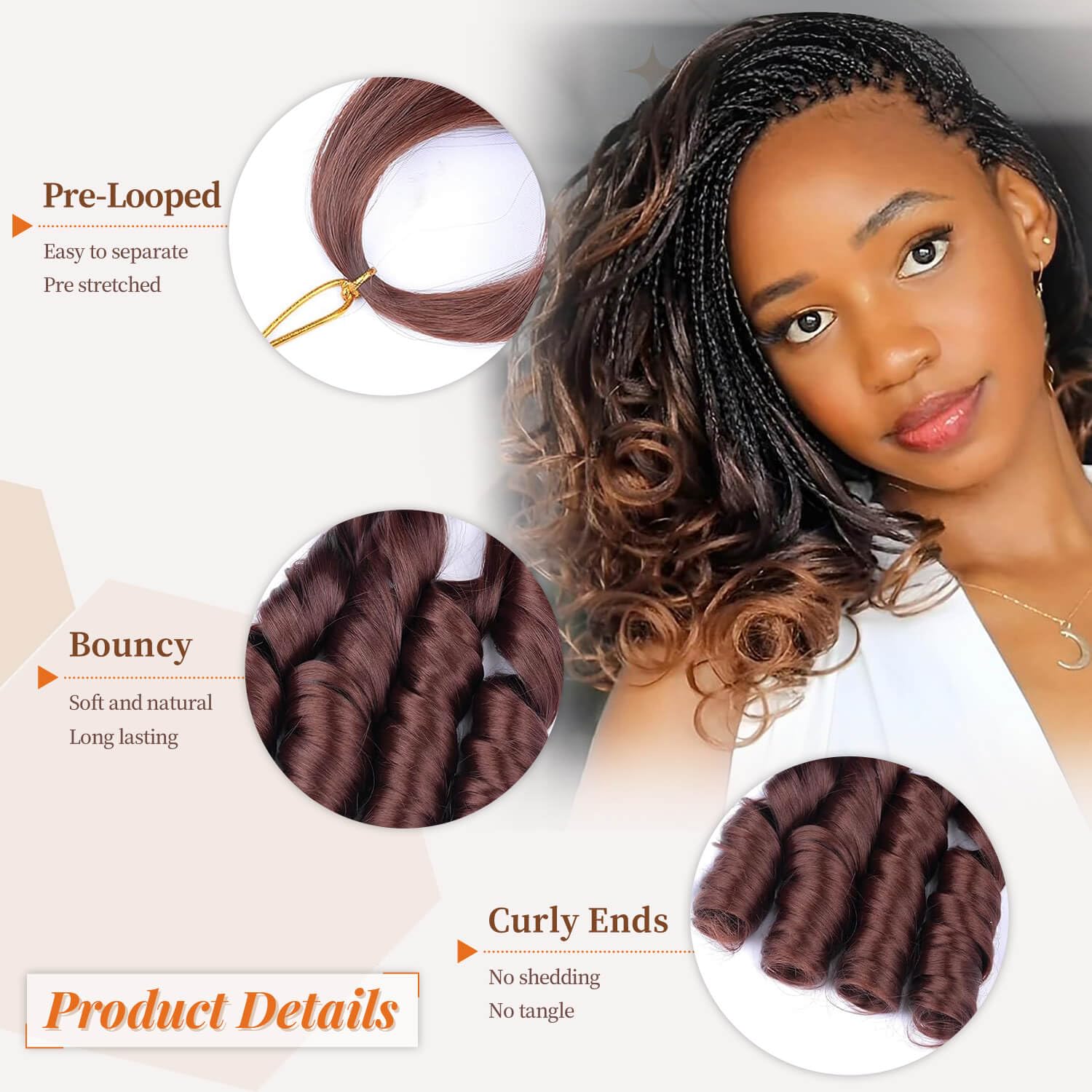 Flyroseing 8 Pcs Curly Braiding Hair - Image 3