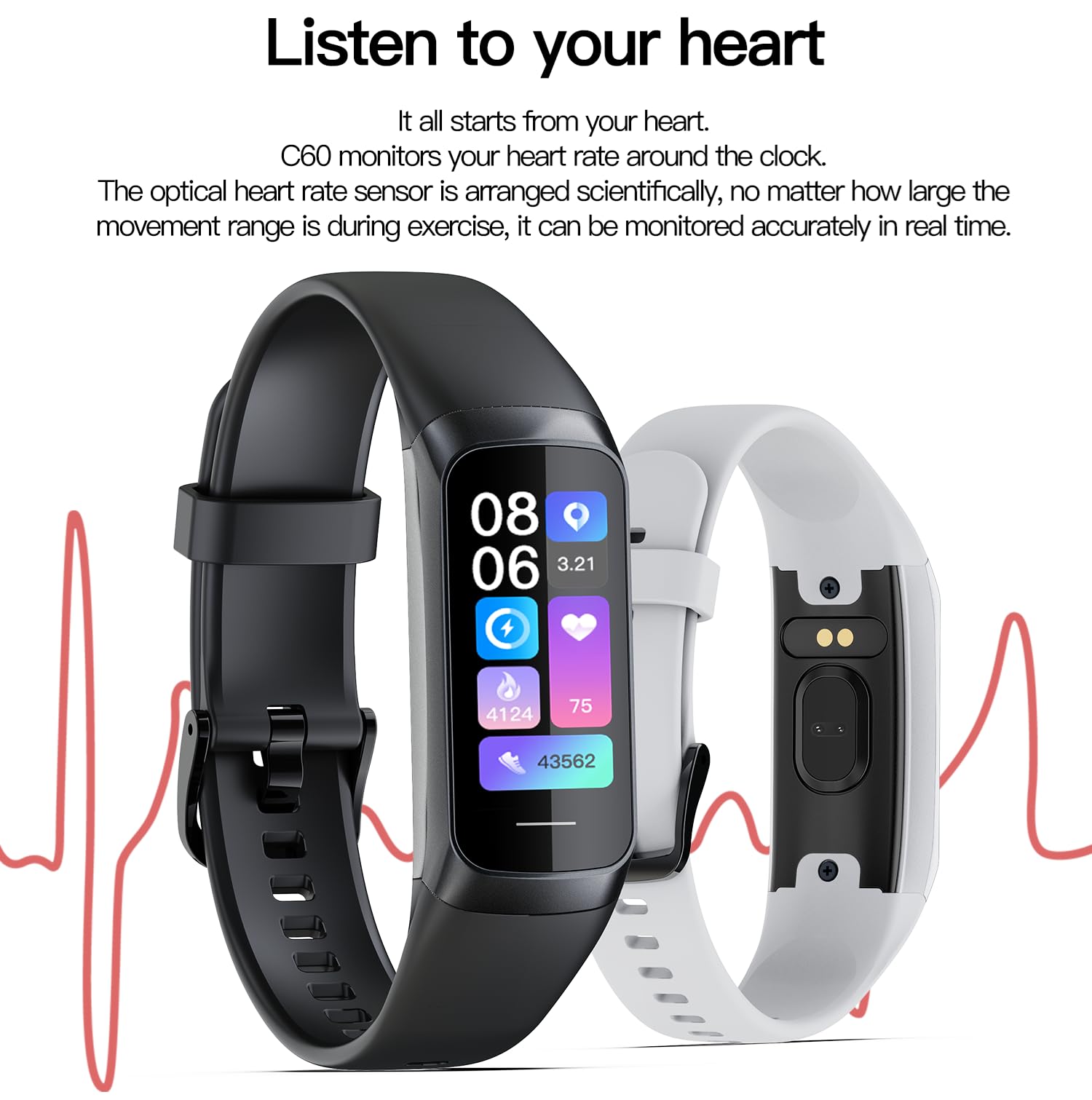 Cubonic Fitness Tracker,Smart Watch,Heart Rate Monitor with 1.10'' AMOLED Touch Color Screen,5 ATM Waterproof,Step Counter for Walking Activity Tracker,Sleep Monitor for Women Men 1