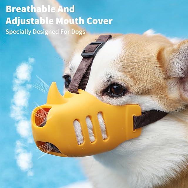Foto 3 de 7 de PETCUTE Bozal para Perro Pequeños Medianos,Bozal Suave de Silicona para Perros Pequeños, Medianos y Grandes